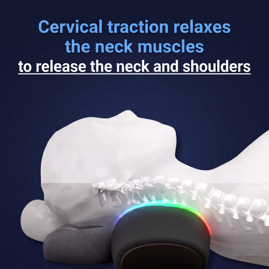 Cervical traction relaxes the neck muscles to release the neck and shoulders
